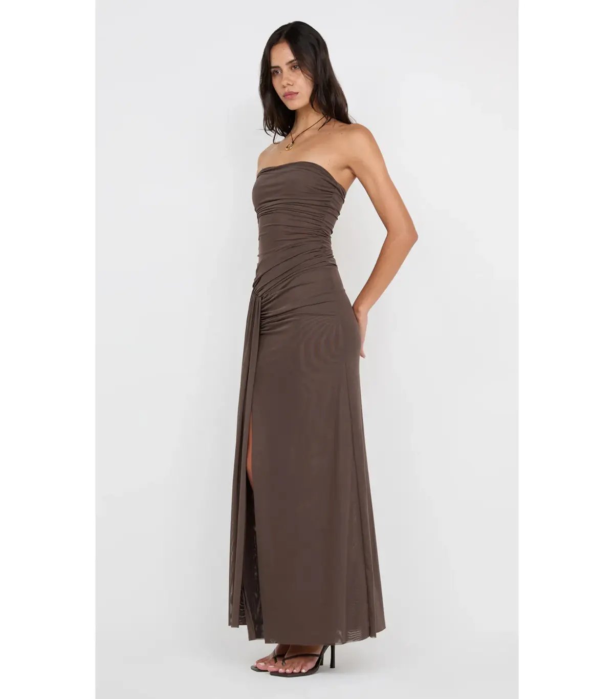 Bec & Bridge Ida Strapless Maxi Gown in Chocolate Brown Size AU 10 photo 2