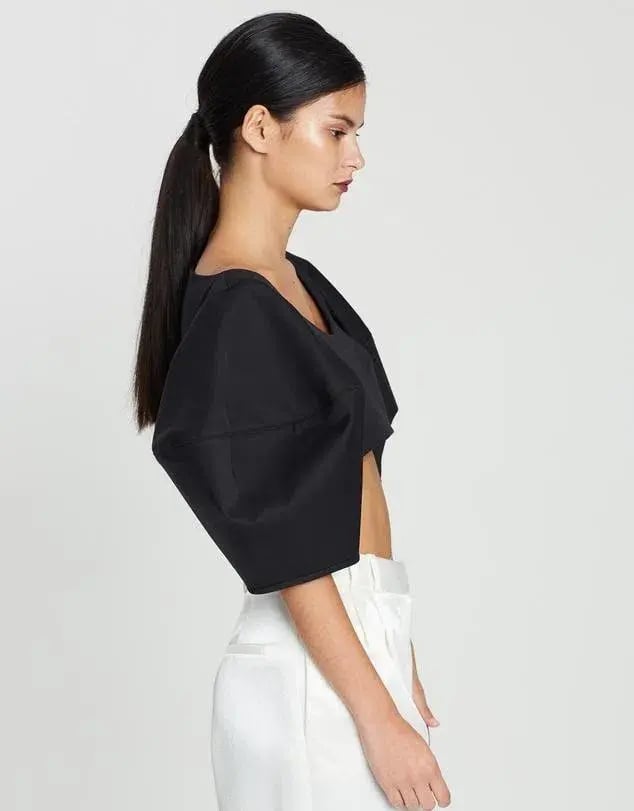 Ellery Neatly Labeled Bubble Crop Top Black Size 8 photo 4