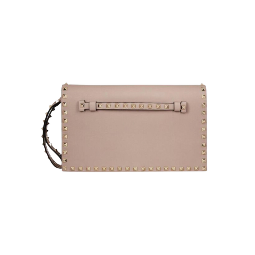 Valentino Rockstud Leather Clutch (nude) photo 3
