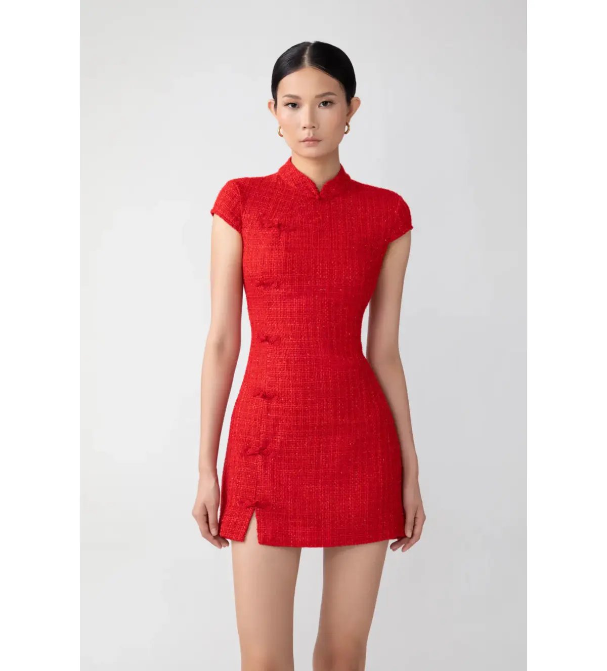 Sau Lee Natasha Tweed Mini Dress in Red Size 8 photo 2
