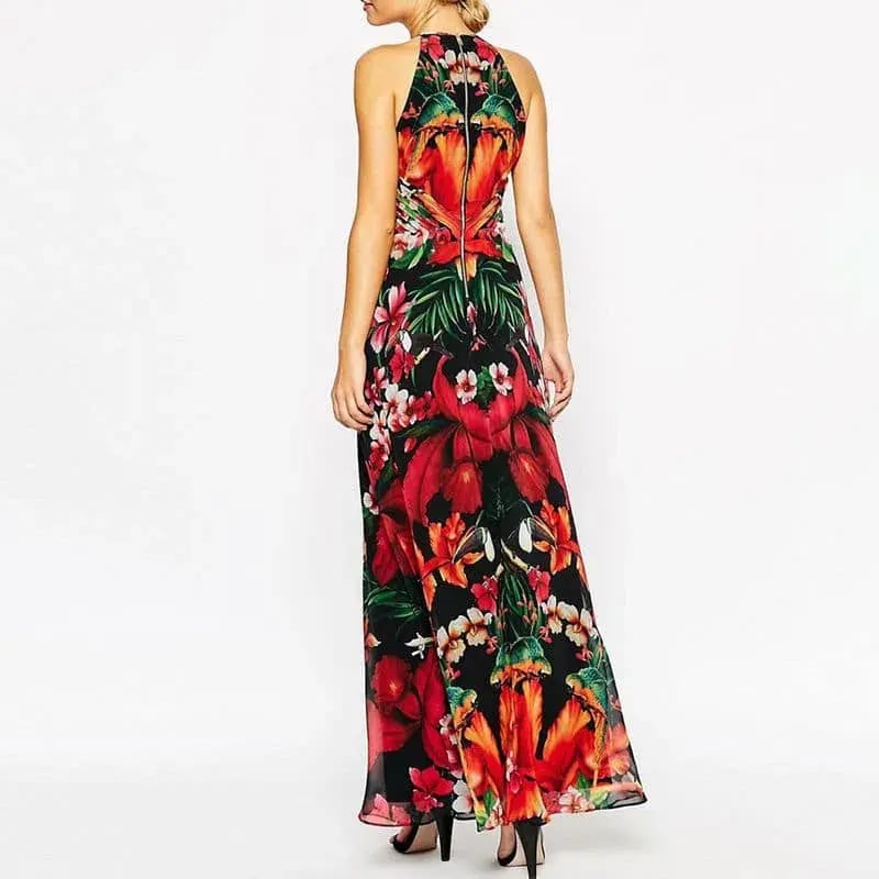 Ted Baker Mircana Toucan Maxi Dress Tropical Flower Peacock Print Size 1 / AU 8 photo 3