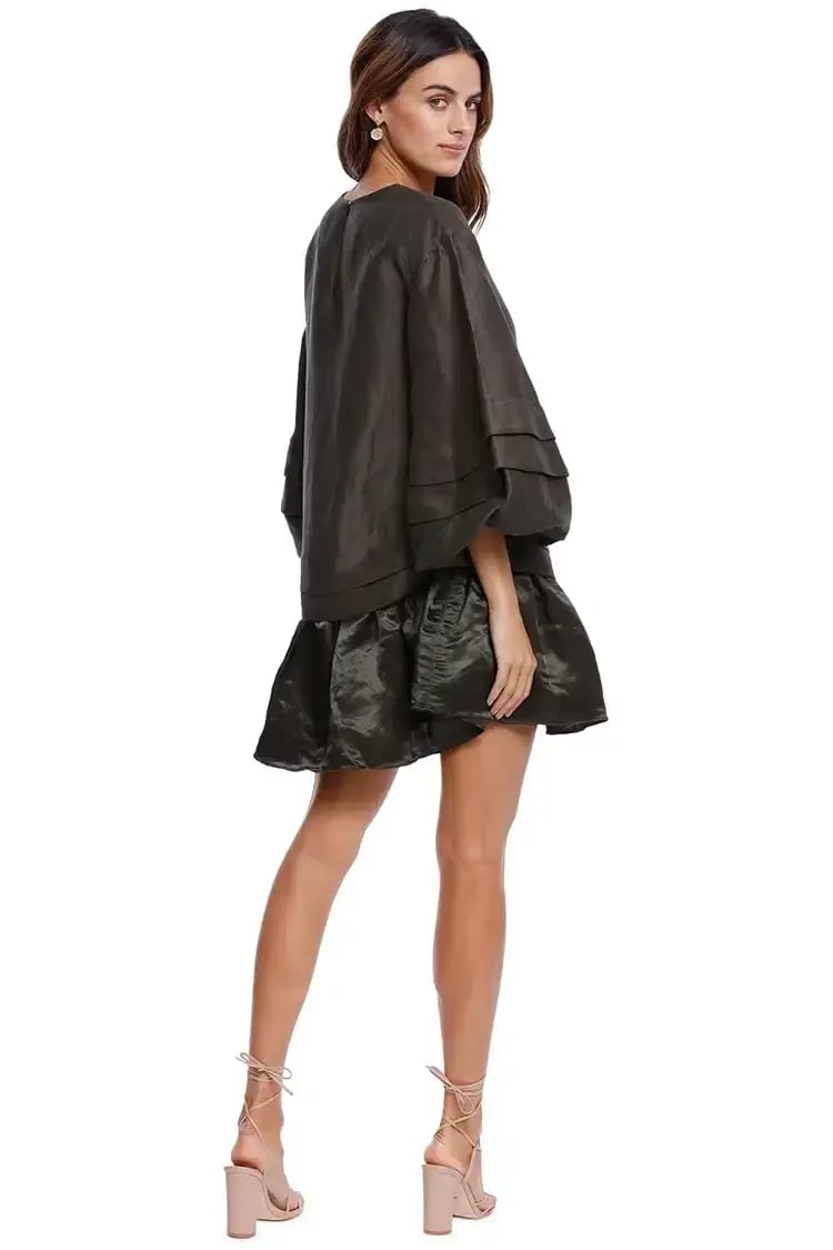 AJE Gracious Smock Dress in Khaki Matte Size 10 photo 3
