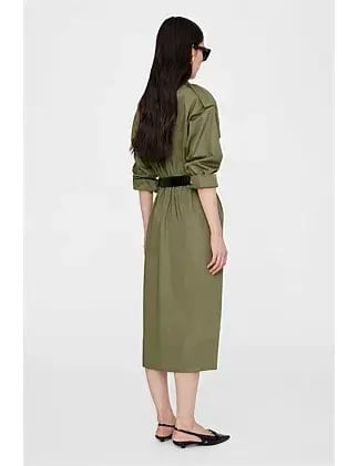 Anine Bing Zelda Coat Midi Dress in Khaki Green Size M / AU 10 photo 2