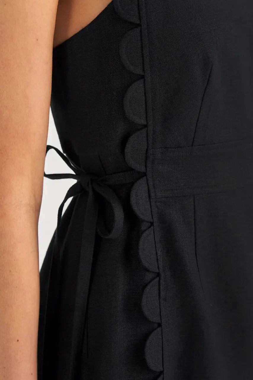 Oroton Linen Apron Dress Black Size AU 10 photo 3