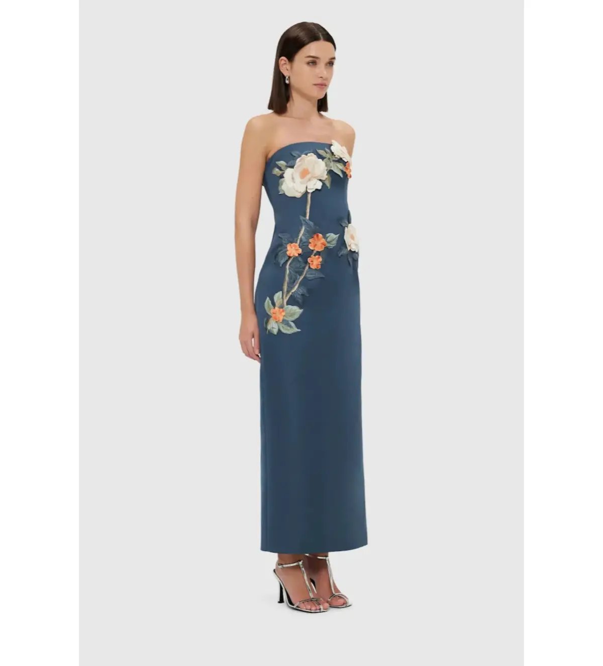 Leo Lin Rayna Appliqué Floral Bustier Maxi Dress Pear Blossom Size AU 12 photo 2