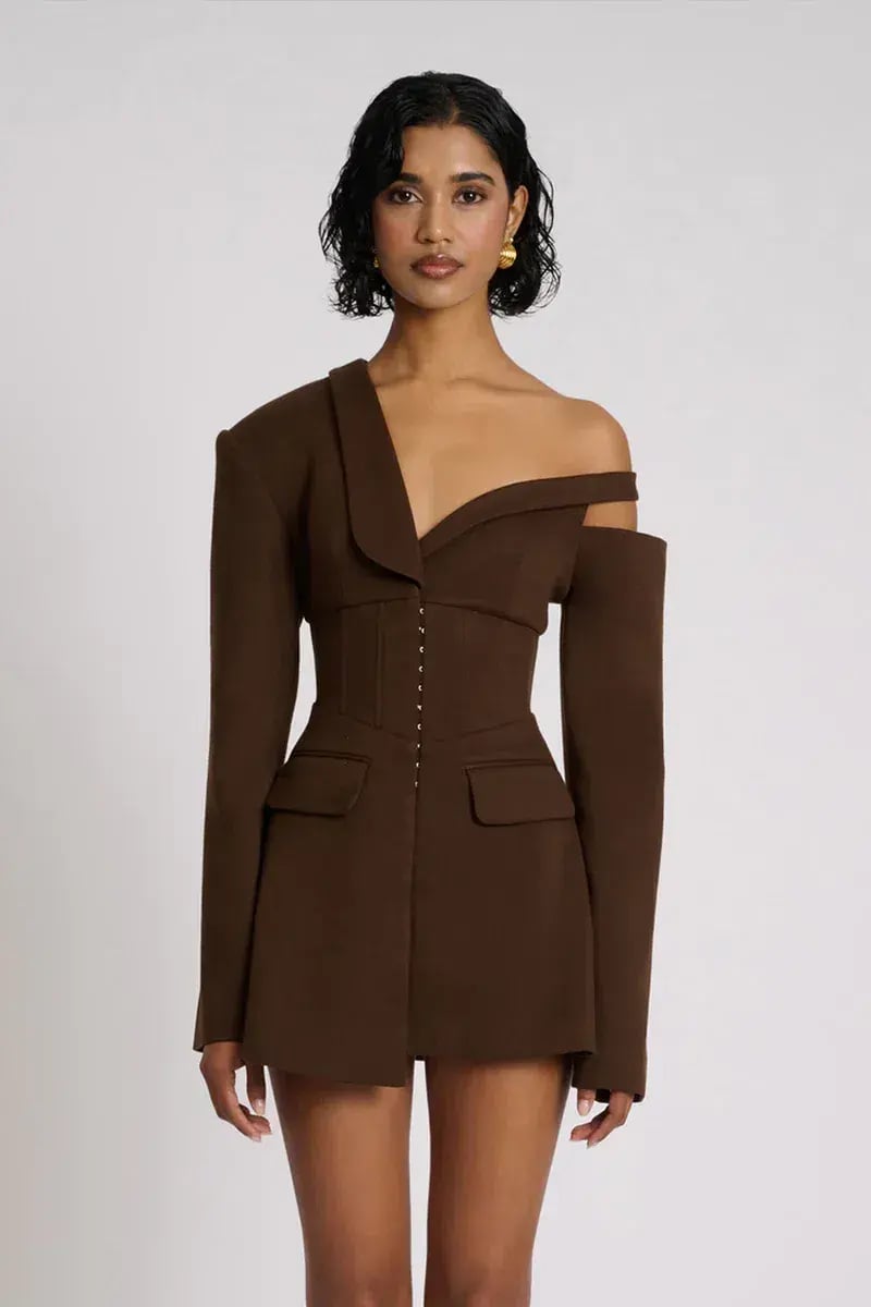 Eliya The Label Ayla Blazer MIni  Dress in Brown Size M / AU 10 photo 3