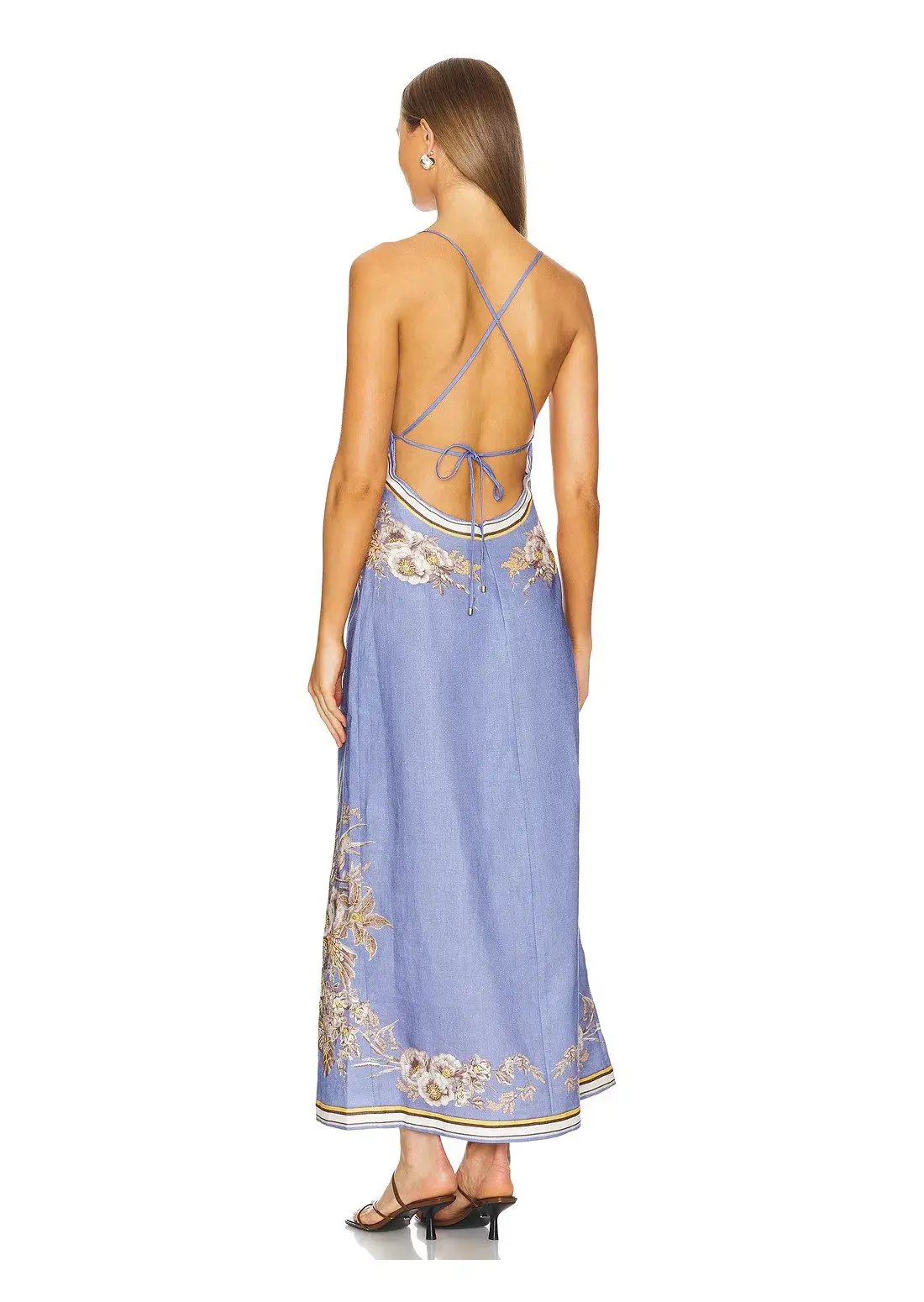 Zimmermann Ottie Slip Dress in Blue Floral Size 0 / Au 8 photo 3