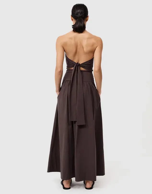St Agni Gathered Strapless Tie Back Dress Brown Size 8 photo 3