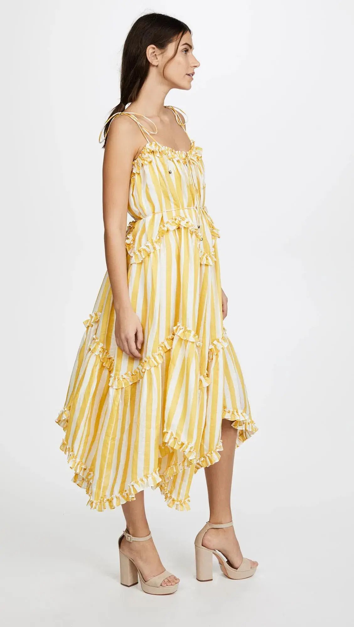 Zimmermann Lumino Floating Stripe Dress Yellow Size 6 photo 2