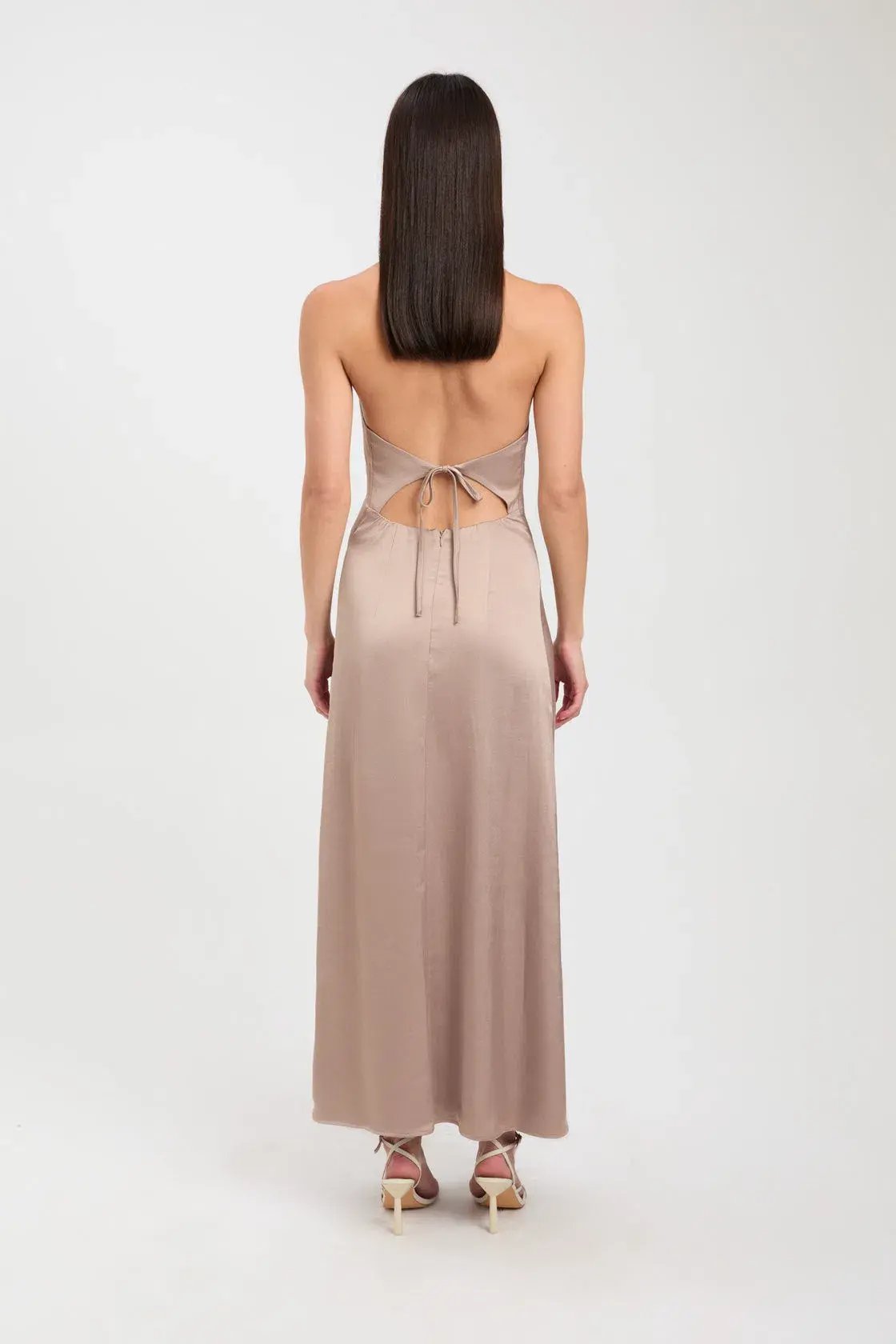 Kookai Belle Tie Back Midi Dress Bronze Size 10 photo 3