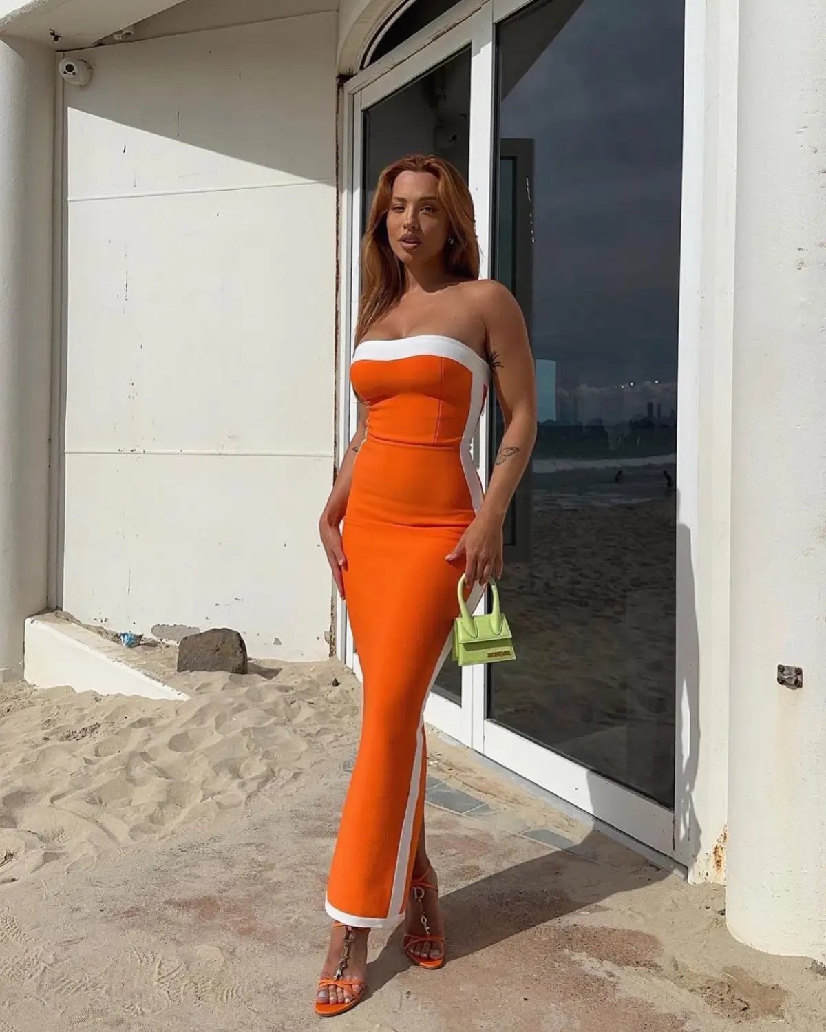 Bianca & Bridgett Ashley Midi Dress Orange Size 6 photo 2