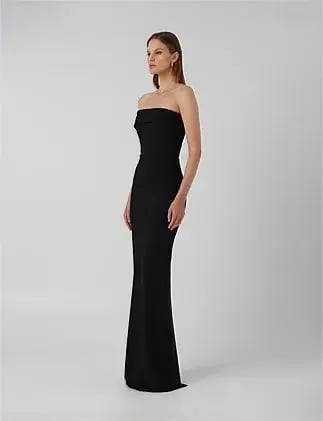 Effie Kats Monroe Strapless Crepe Floor Length Gown Black Size 6 photo 3