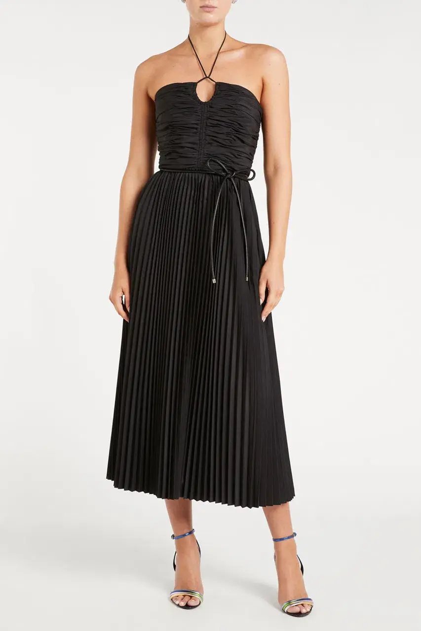 Rebecca Vallance Magdalena Halter Midi Dress Black Size 16 photo 2