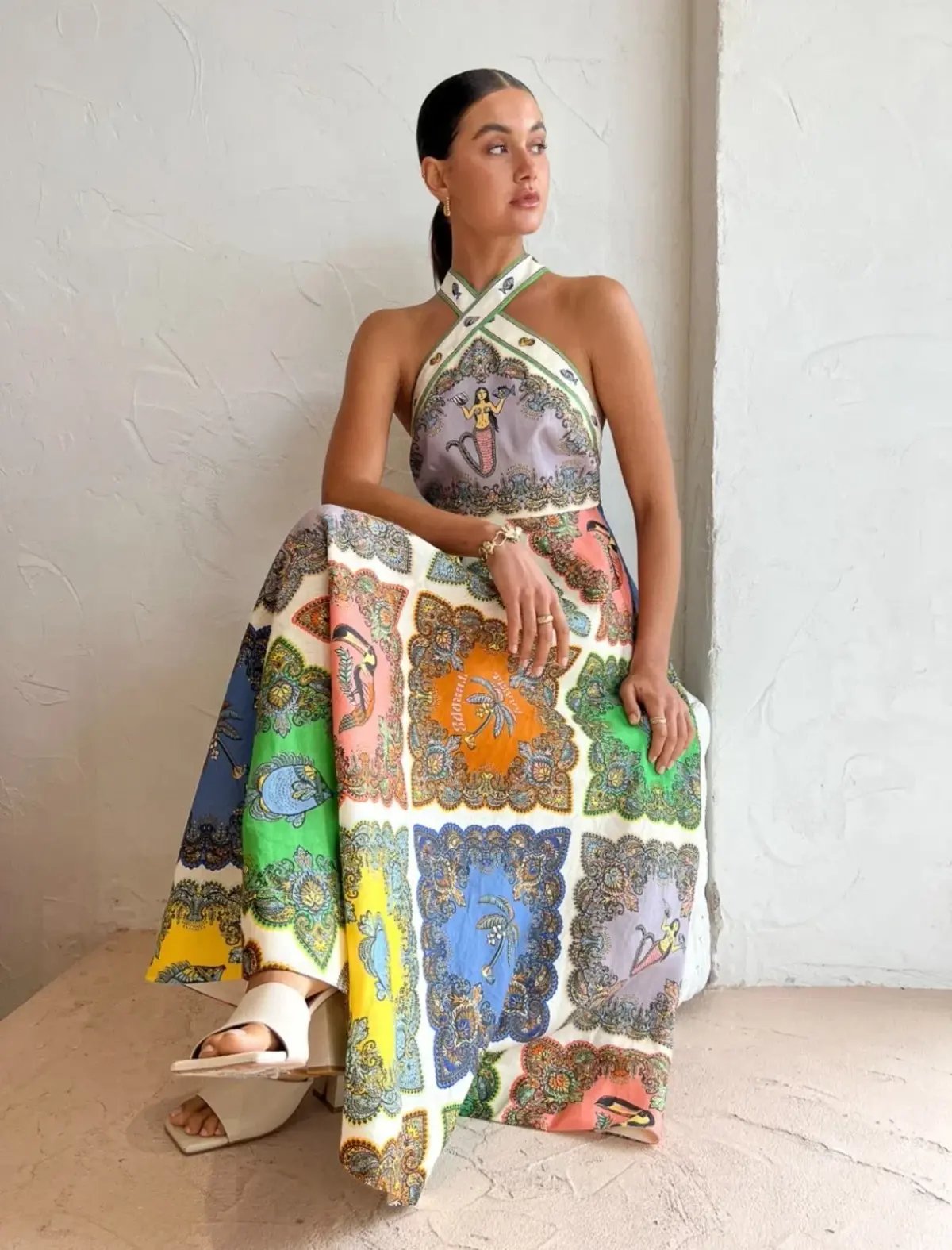 Alemais Trippy Troppo Halter Midi Dress Multi Size AU 10 photo 3