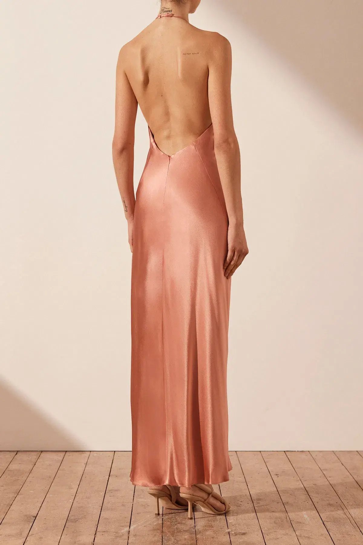 Shona Joy La lune Low Back Halter Neck Midi Dress Antique Rose Size 8 photo 3
