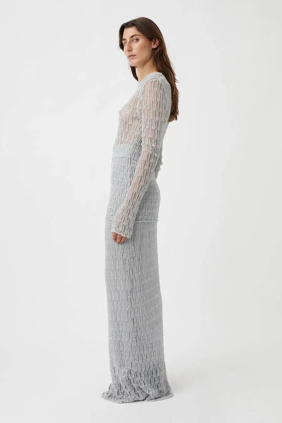 Camilla and Marc Jacque Knit Top and Skirt Set Silver Size L / AU 12 photo 2