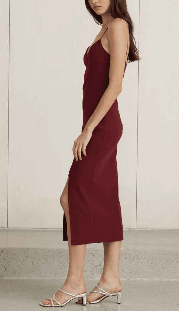 BEC AND BRIDGE LEA SPLIT MIDI DRESS BURGUNDY photo 3