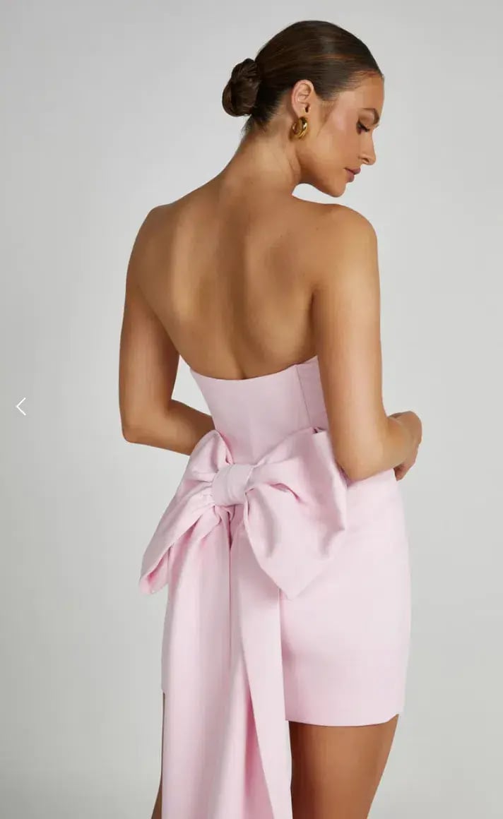 Meshki Meredith Strapless Bow Mini Dress Blush Pink Size 12 photo 2