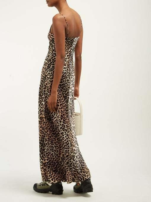 Ganni Stretch Silk Leopard Slip Dress photo 2