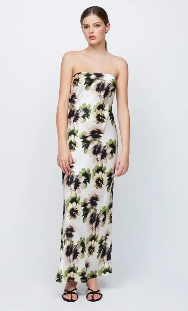 Bec & Bridge Bloom Silk Strapless Maxi in Ivory Floral Print Size 8 photo 3