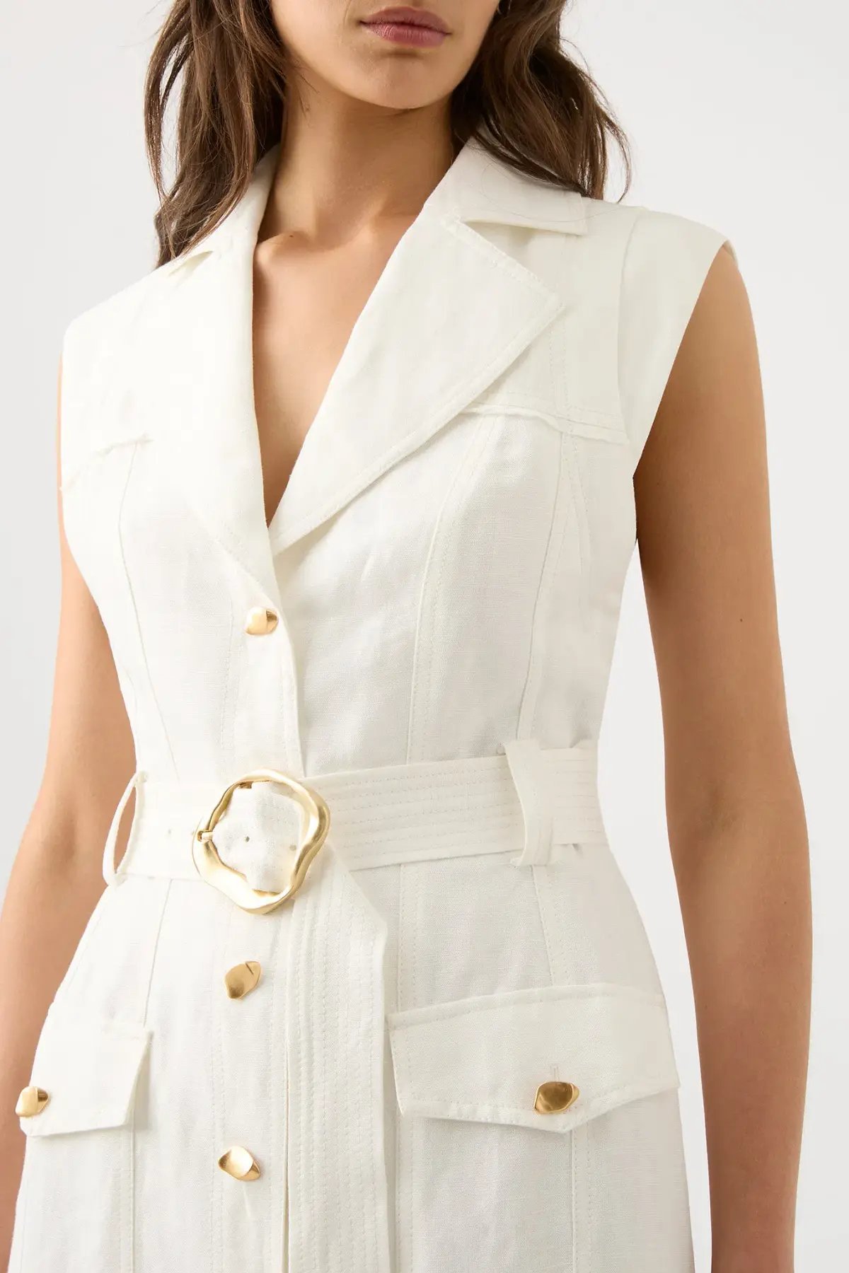Aje Celine Utility Midi Dress Ivory Size 8 photo 2
