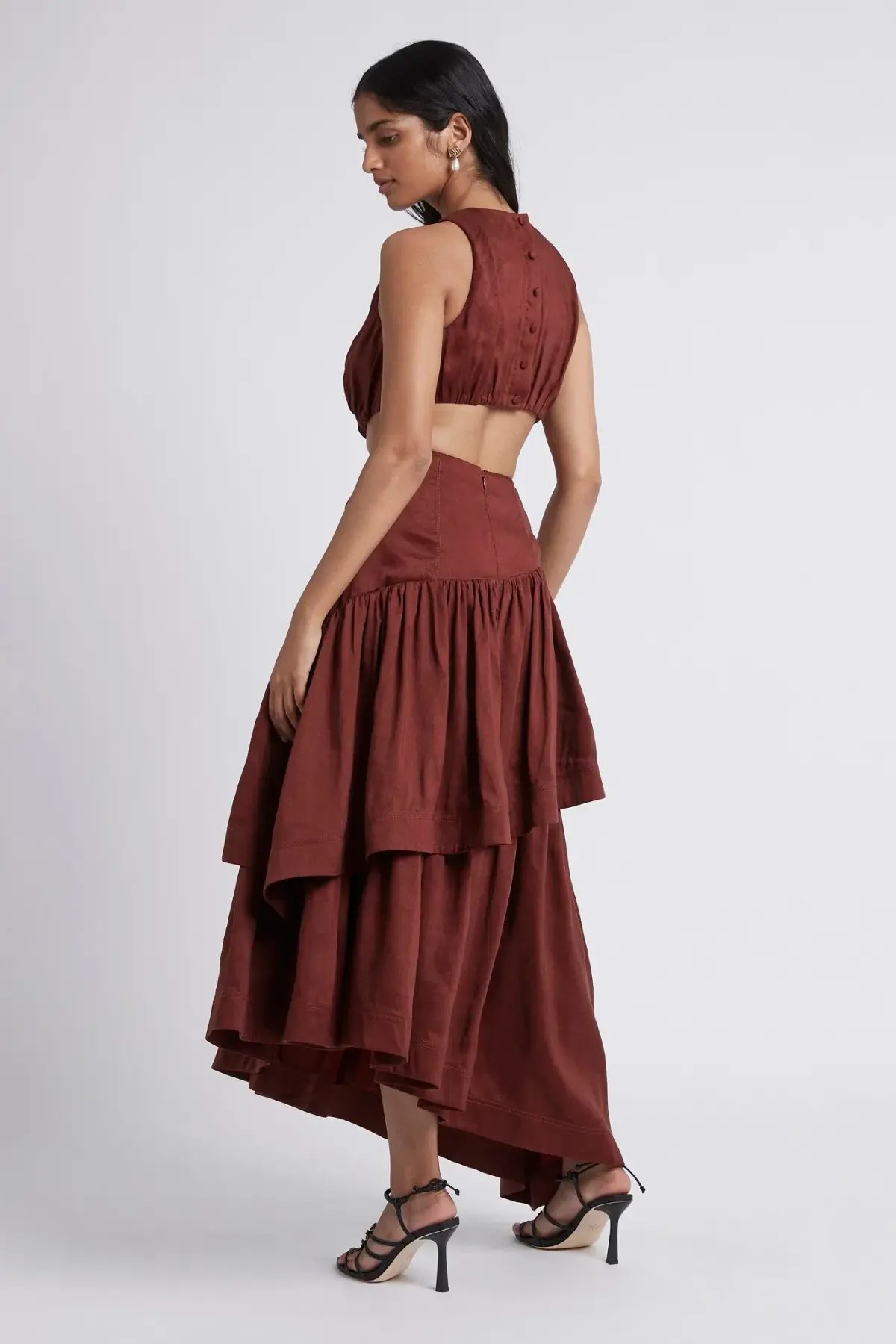 Aje Caliente Cut Out Dress Maroon Red Size 8 photo 5
