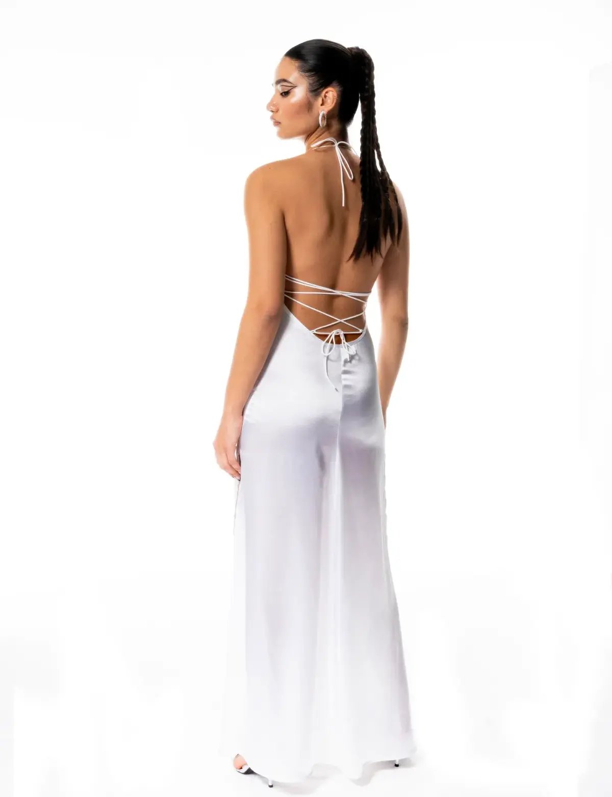 Leslie Amon Star Slip Maxi Dress in White Size M / AU 10 photo 3