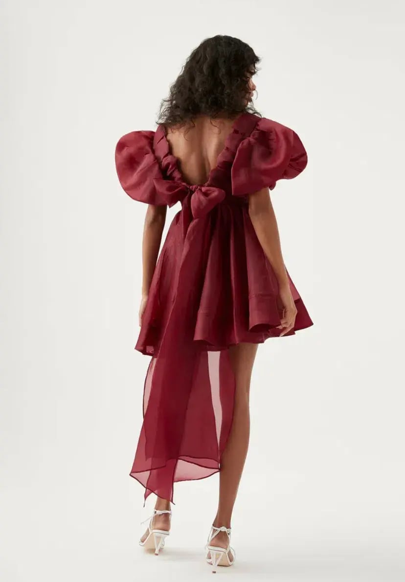 Aje Gretta Organza Mini Dress Burgundy Size 10 photo 3