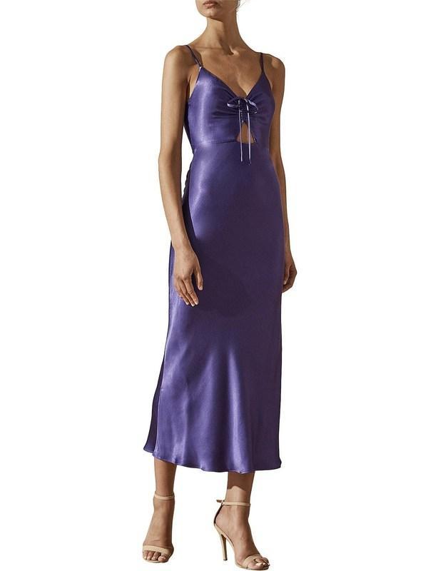 Shona Joy Jefferson Ruched Bias Midi Dress Purple Size 12 photo 2