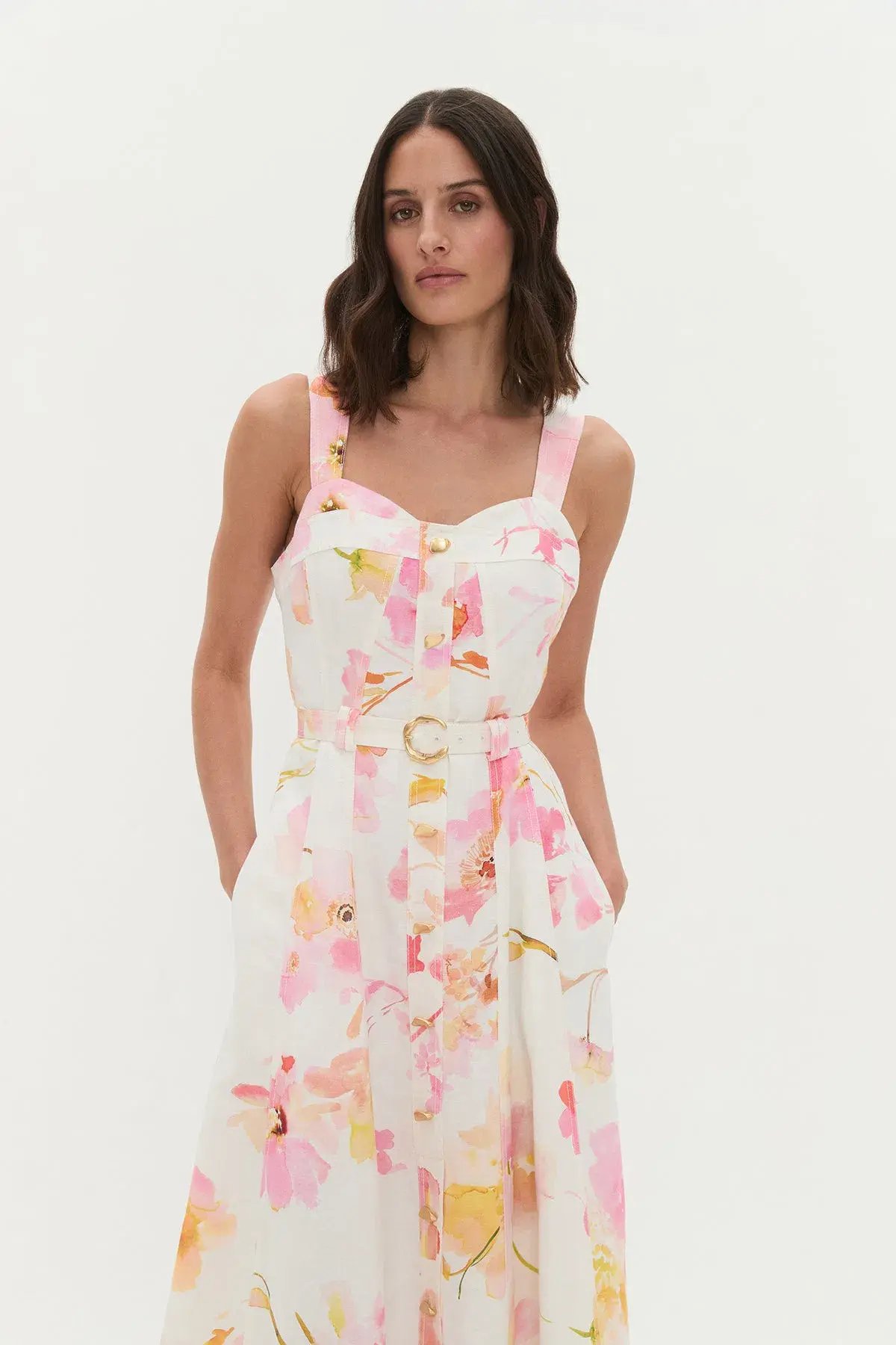 AJE ZARIE MIDI DRESS in WILDFLOWERS SIZE 6 photo 2
