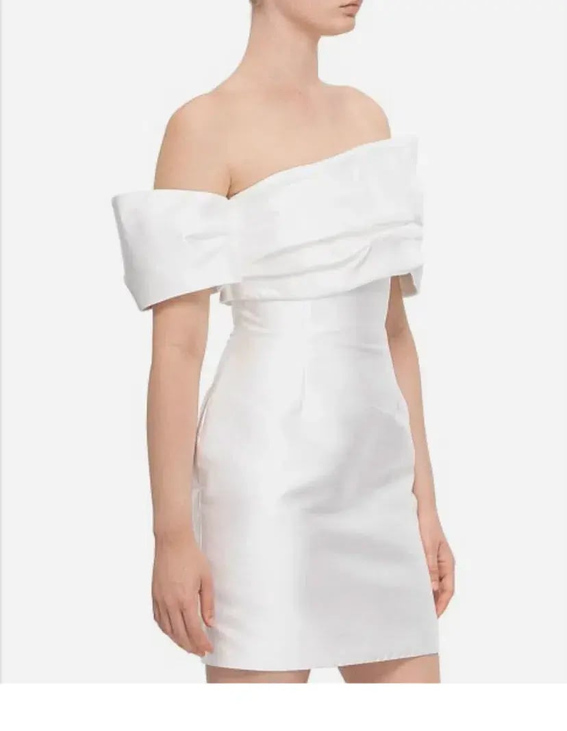 Solace London Edda Off Shoulder Mini Dress Off White Size 12 photo 5