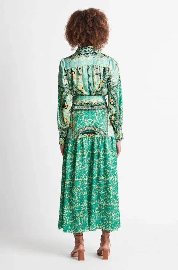 Sheike Georgia Shirt Dress Green Print Size 14 photo 3