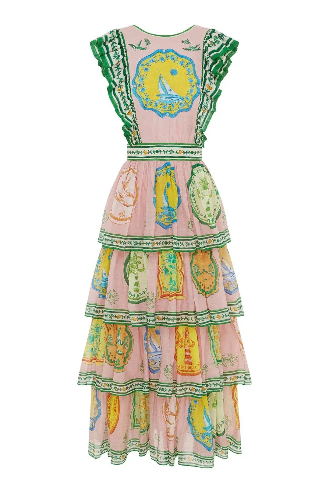 Alemais Porcelain Frill Midi Dress Multi Size 8 photo 3