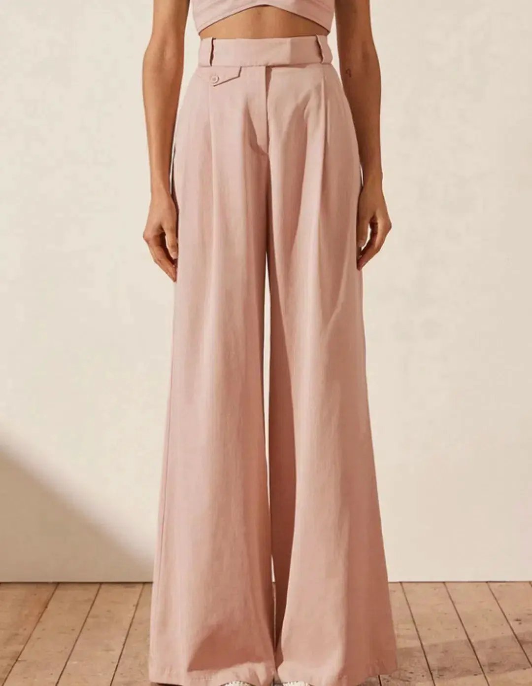 Shona Joy Sara Oversized Tailored Vest Size 8 and Tailored Wide Leg Pants Size 10 Set Powdered Pink photo 4