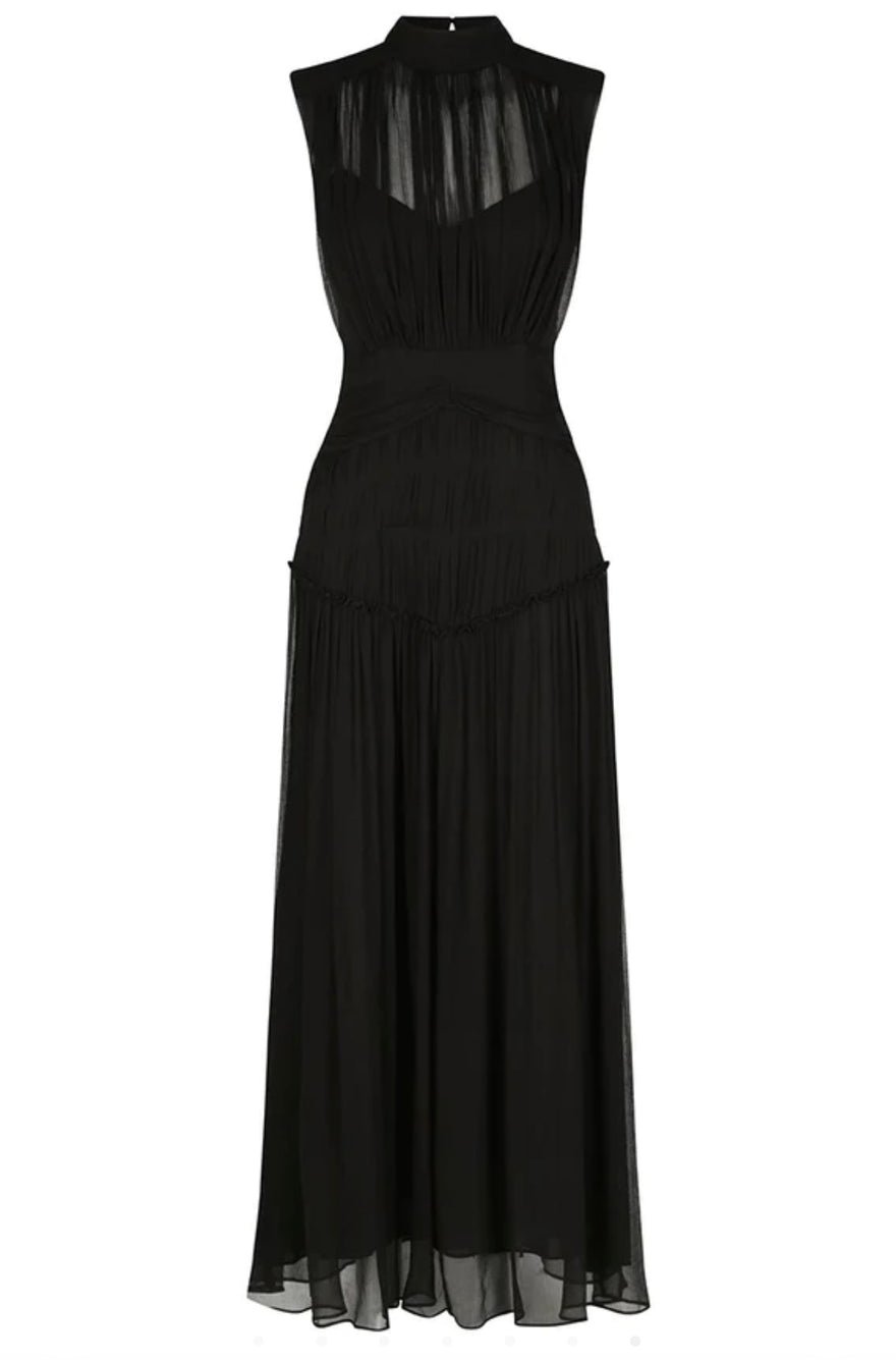 Shona Joy Clemence High Neck Midi Dress Black photo 3