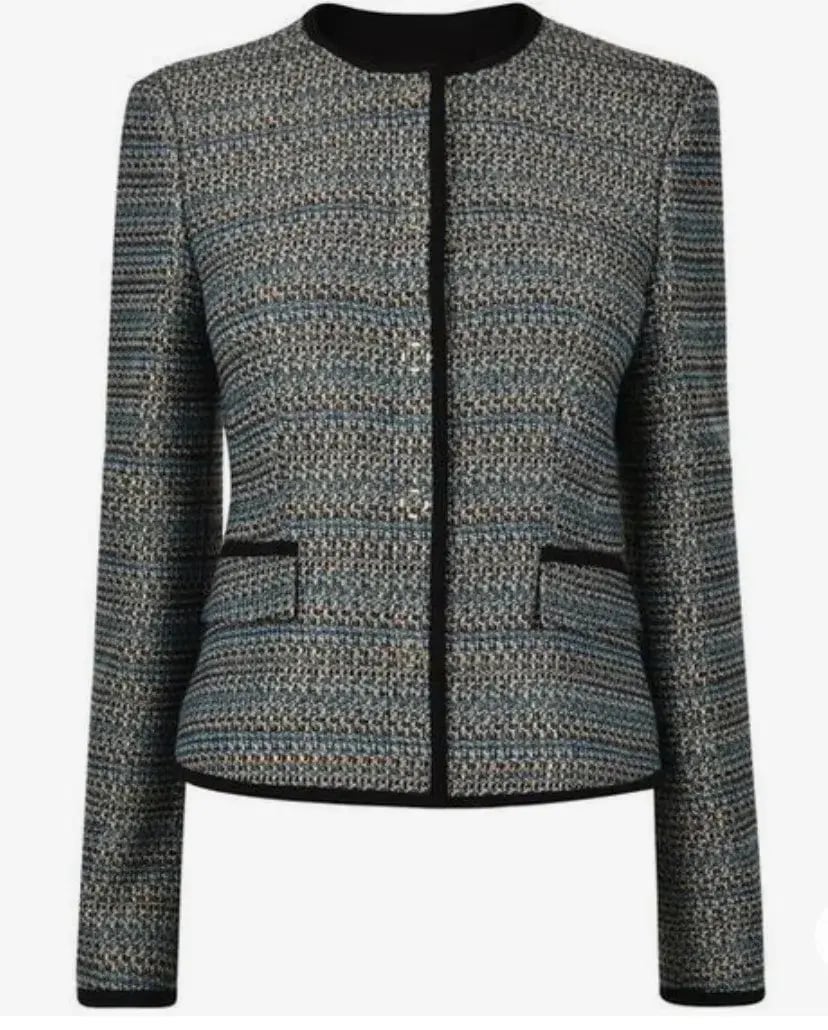 Hugo Boss Tweed Jacket Blue/Gold/Grey Size 6 photo 4