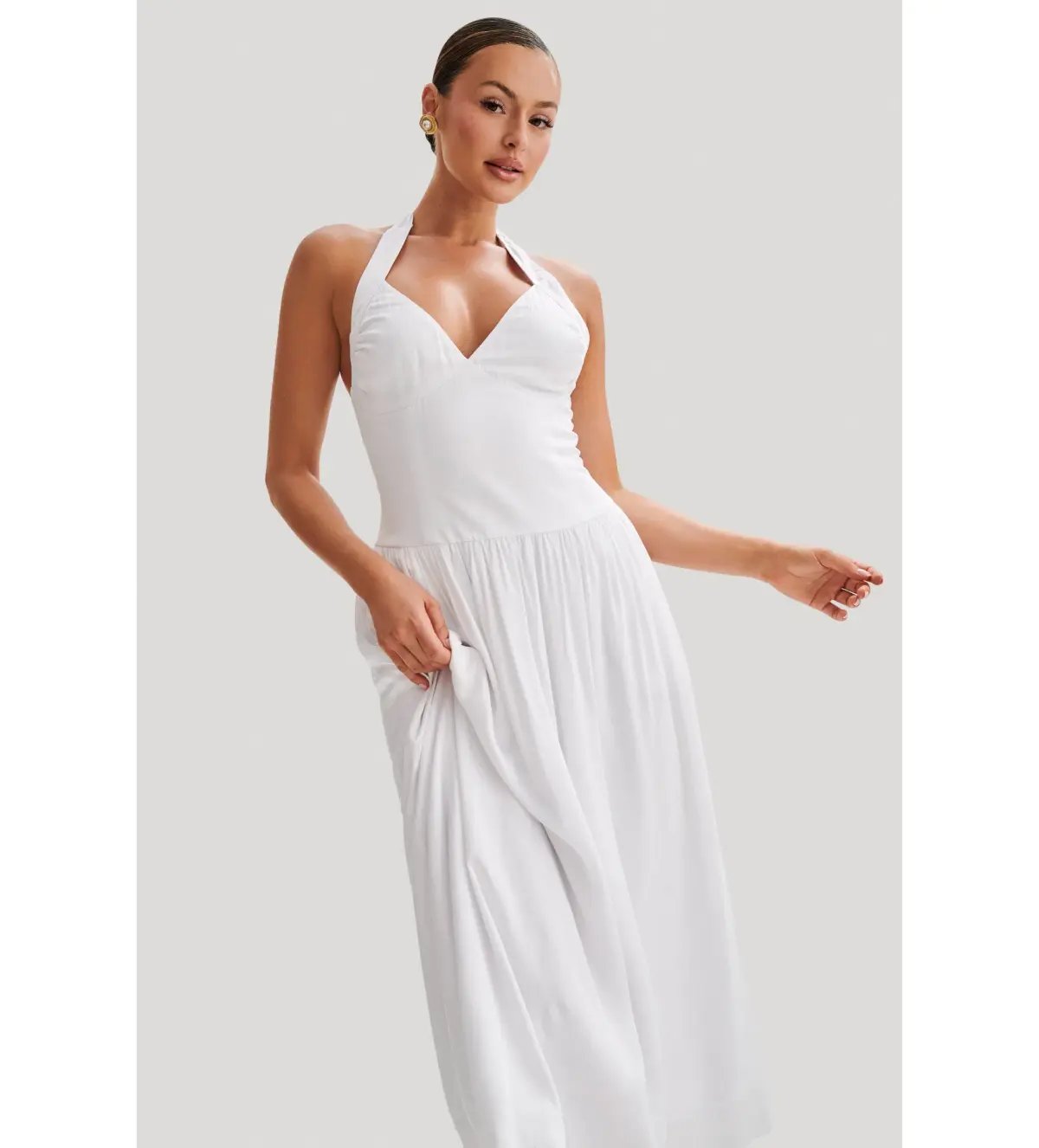Meshki Harriette Halter Midi Dress in White Size XS / AU 6 photo 4