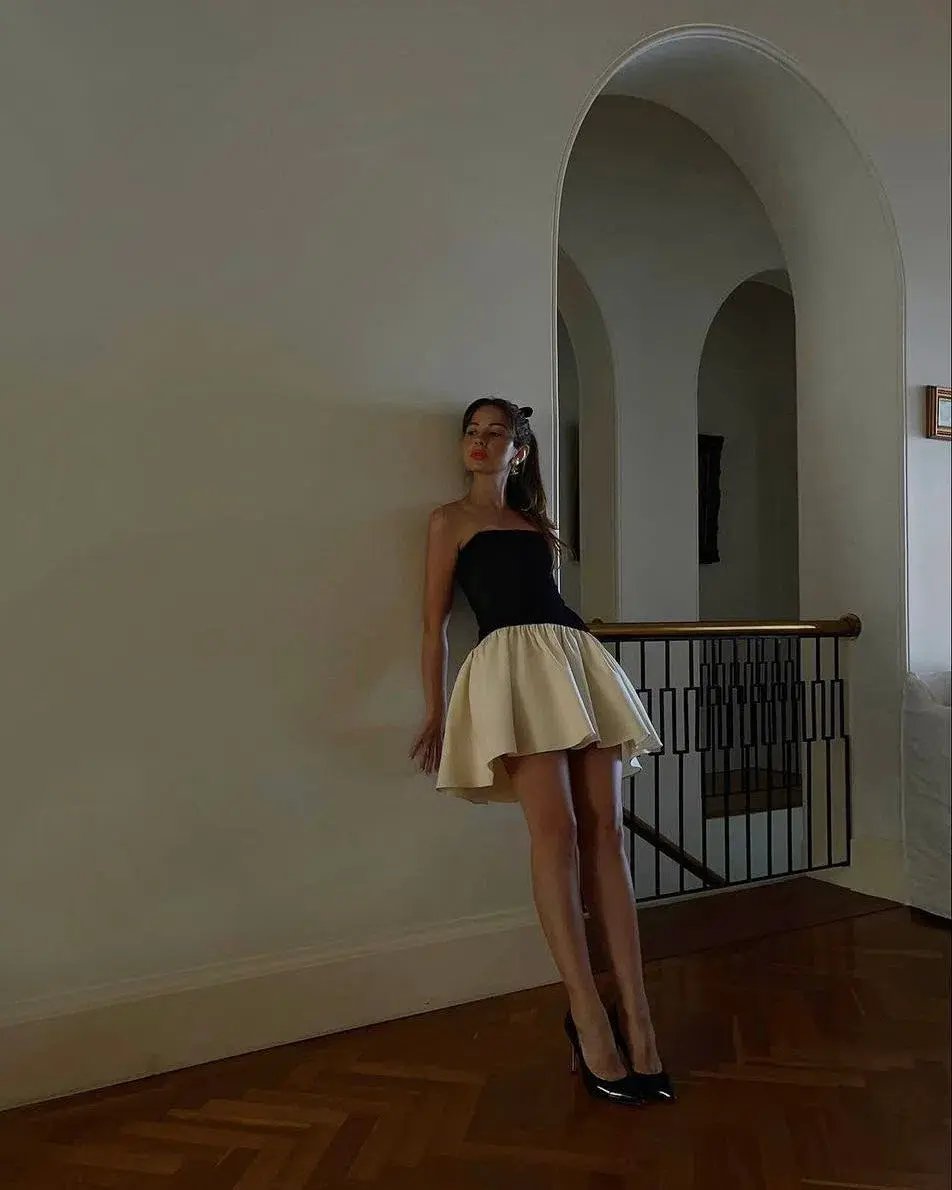 Arcina Sri Celine Mini Dress Black and Ivory Size M photo 3