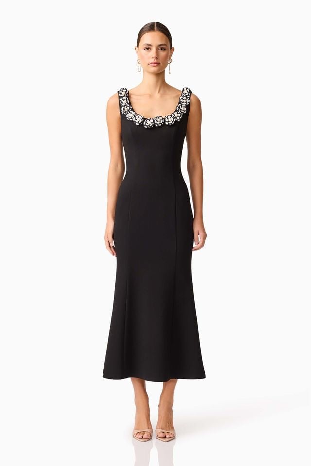 Elliatt Marina Midi Dress - Black White photo 3