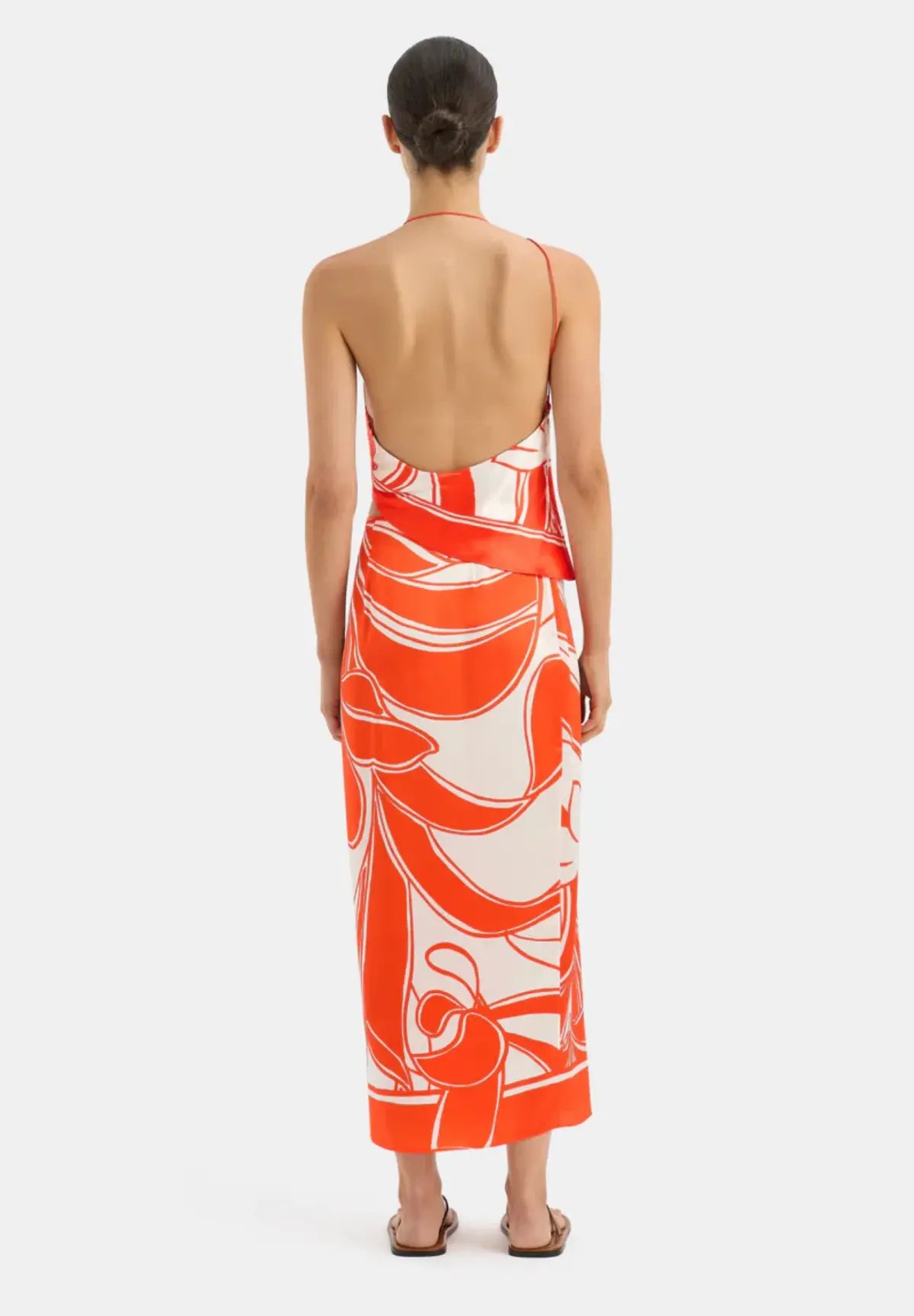 Sir the Label Ramona Asymmetric Top and Wrap Skirt Set Orange Print Size 0P/ AU 6 photo 2
