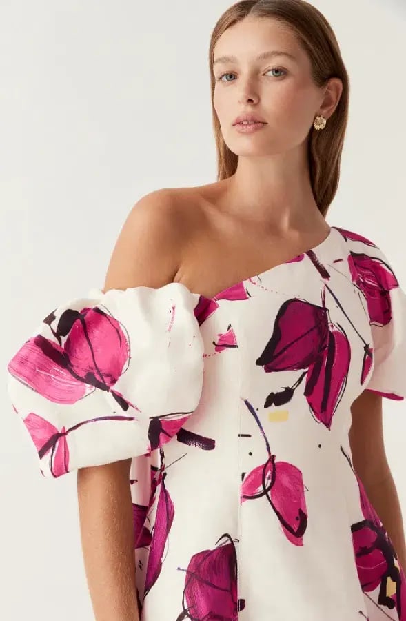 Aje Arista Tulip Sleeve Midi Dress Floral Size 10 photo 3