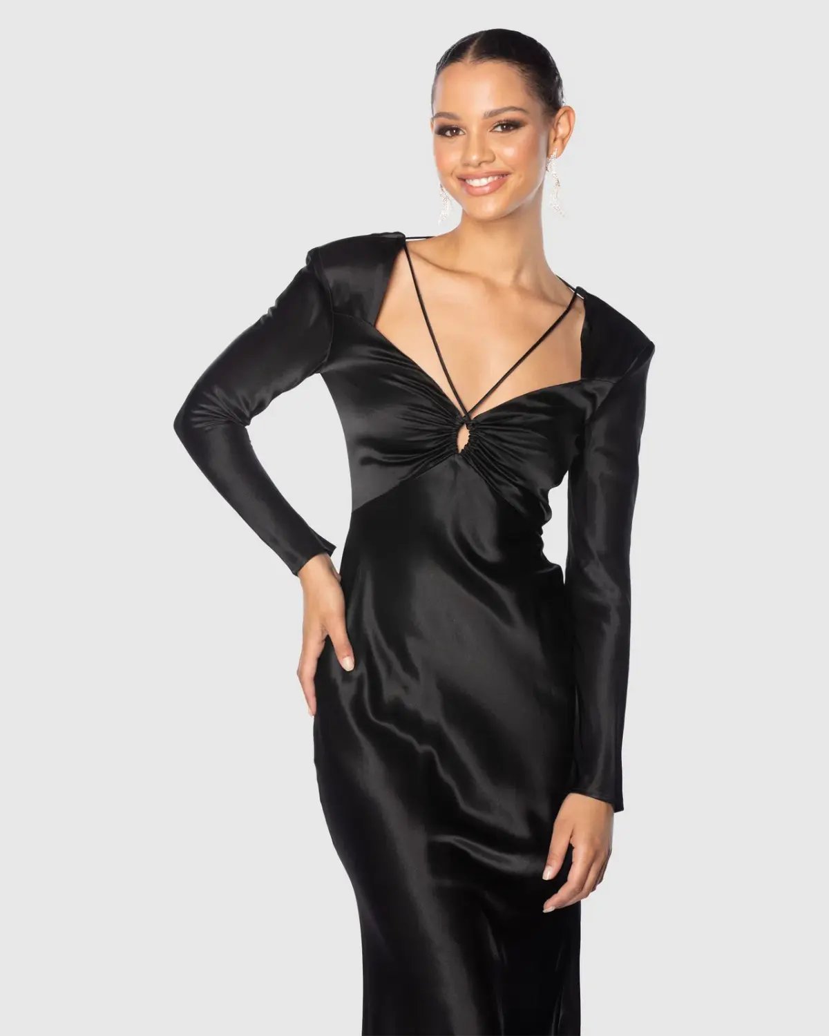 Azzurielle Fondi Midi Dress Black Size 8 photo 2