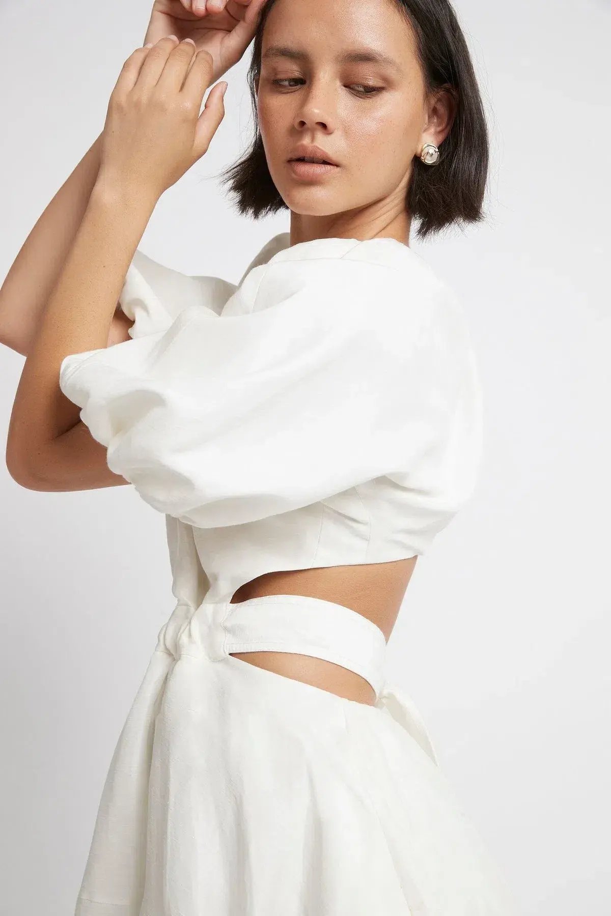 Aje Mimosa Cut Out Midi Dress White Size 14 photo 2