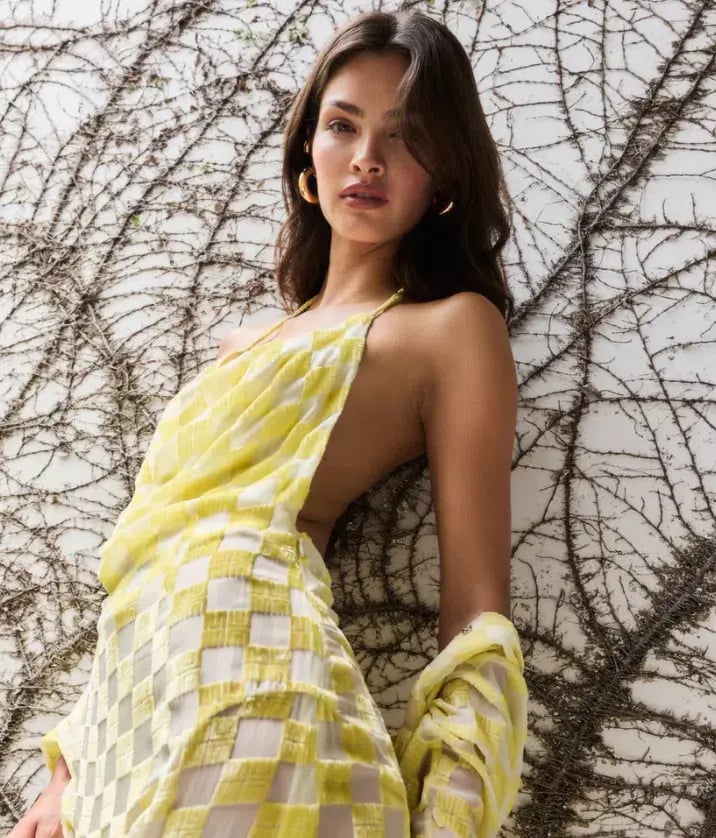 Muma World Asta Maxi Dress Yellow Velvet Size 8 photo 3
