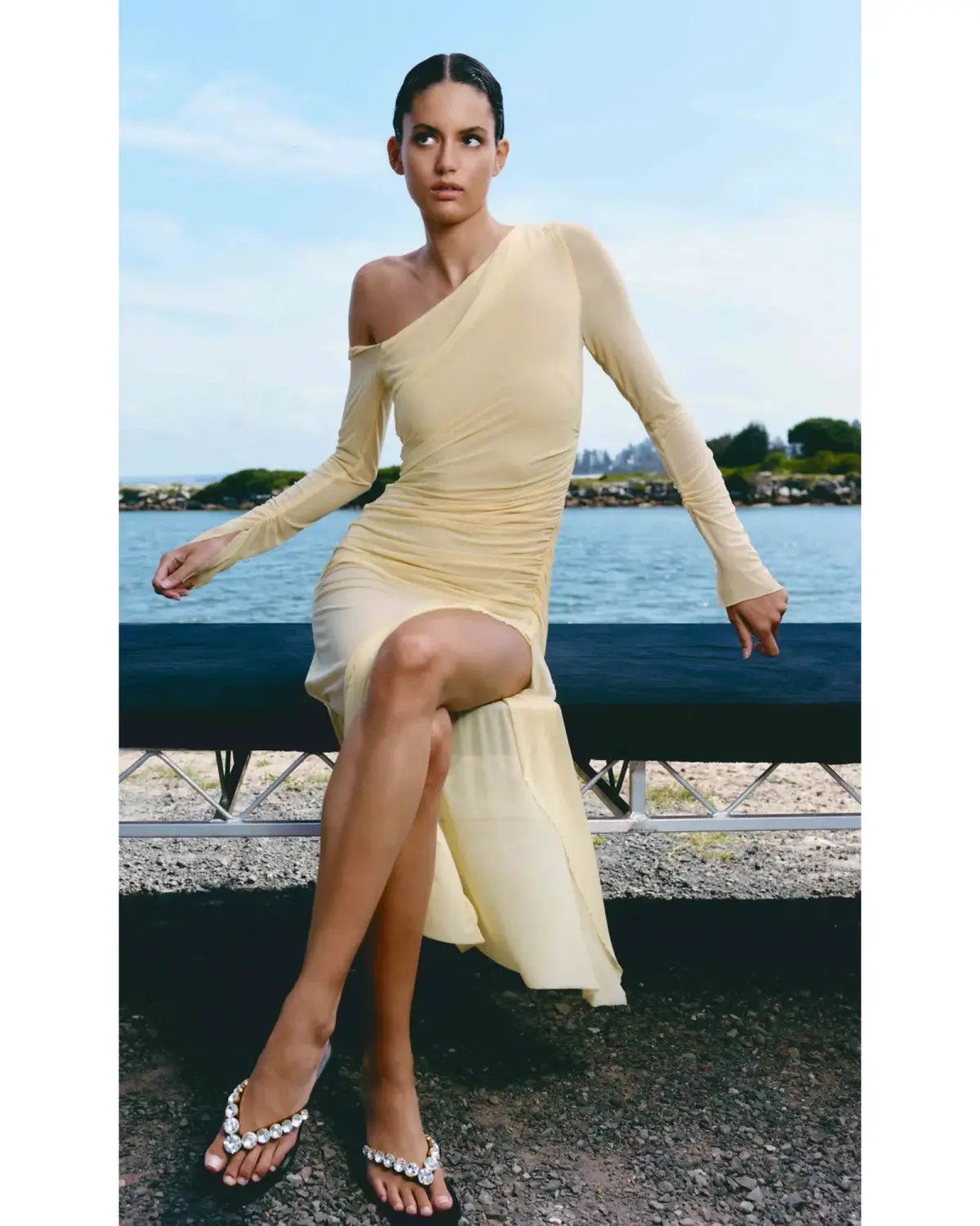 Bec & Bridge Fae Asym Long Sleeve Dress in Butter Yellow Size AU 10 photo 4