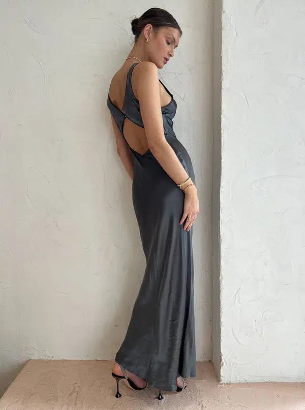 Bec & Bridge Celestial Keyhole Maxi Dress In Gun Metal/Black Size 10 photo 2