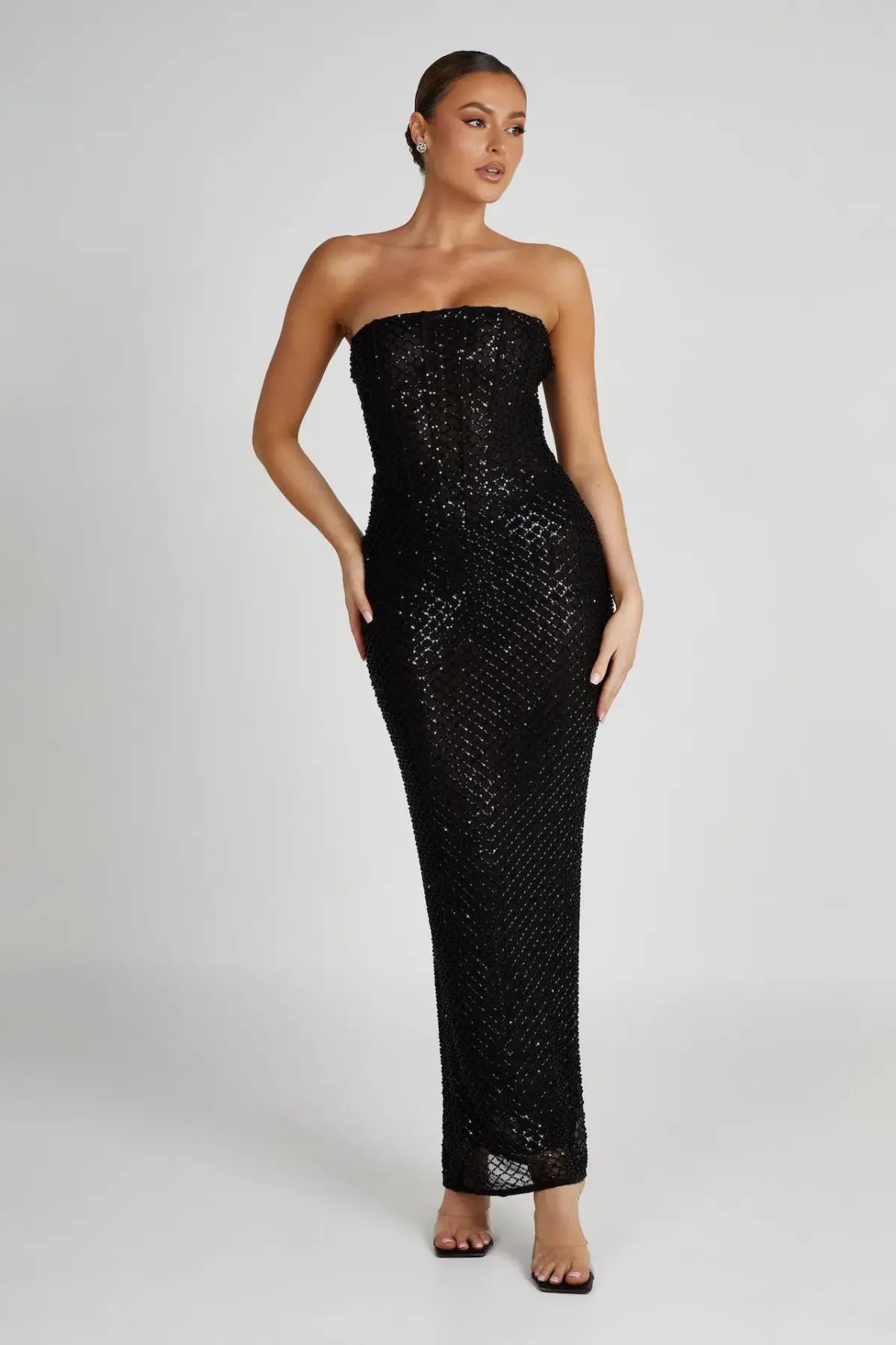 Meshki Gemma Strapless Sequin Maxi Dress Black Size M / AU 10 photo 5