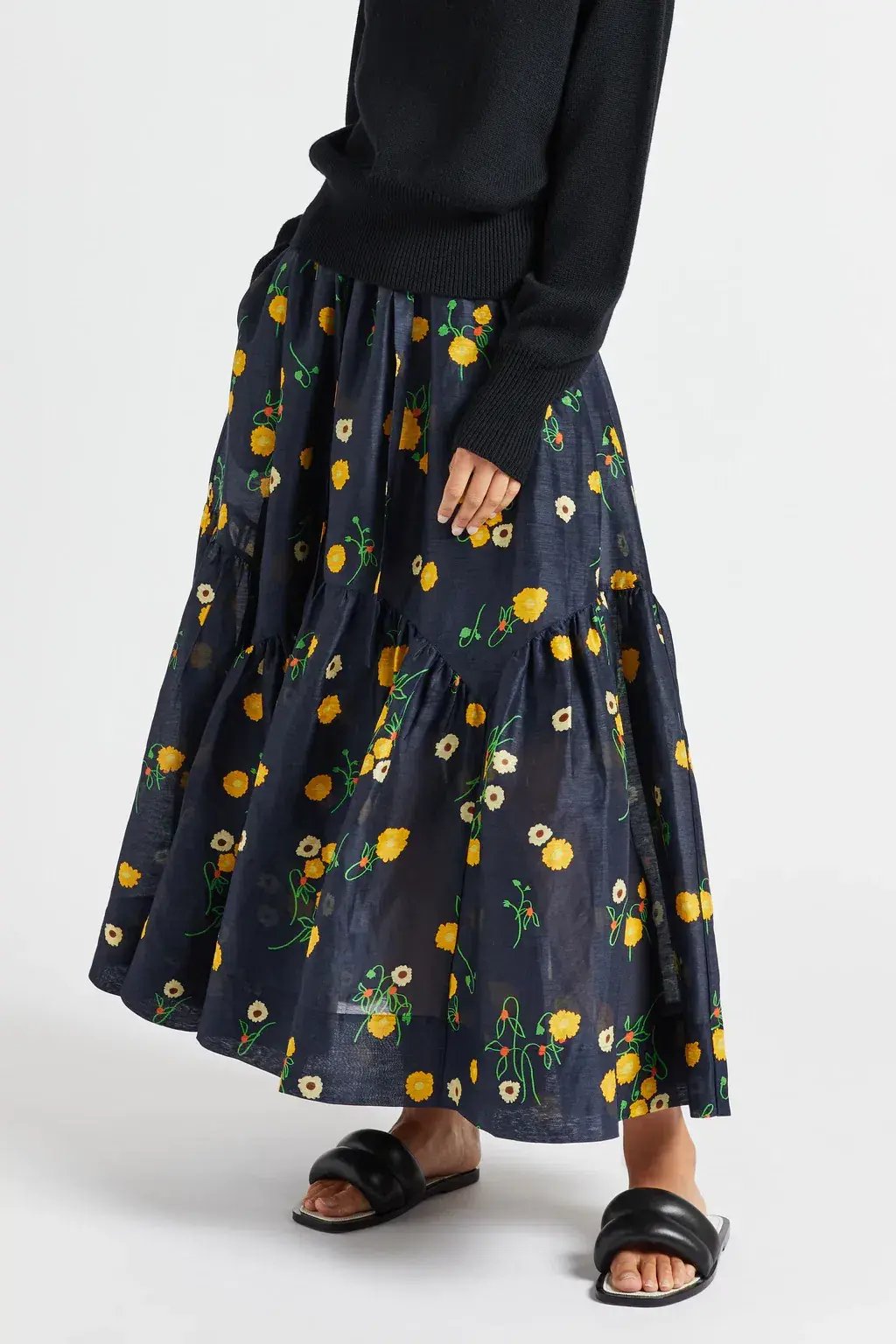 Lee Mathews Ketty Maxi Skirt in Navy Floral Size 1/Au 8 photo 2