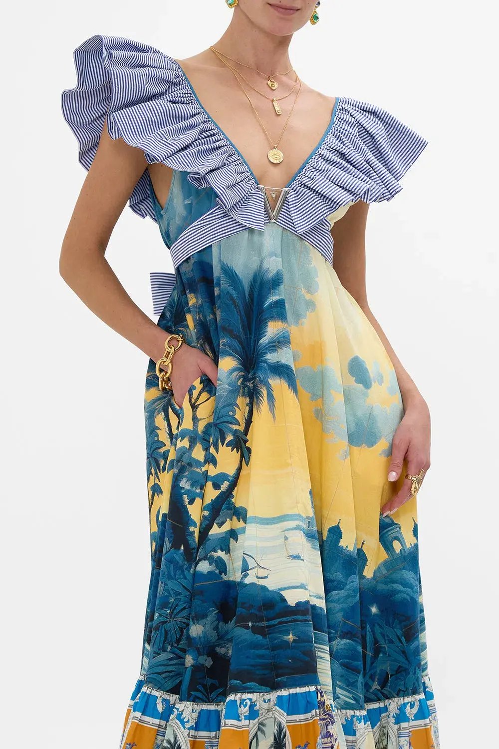 Camilla frill neck dress with hardware Song of Saint Anthony XS/S maxi photo 3