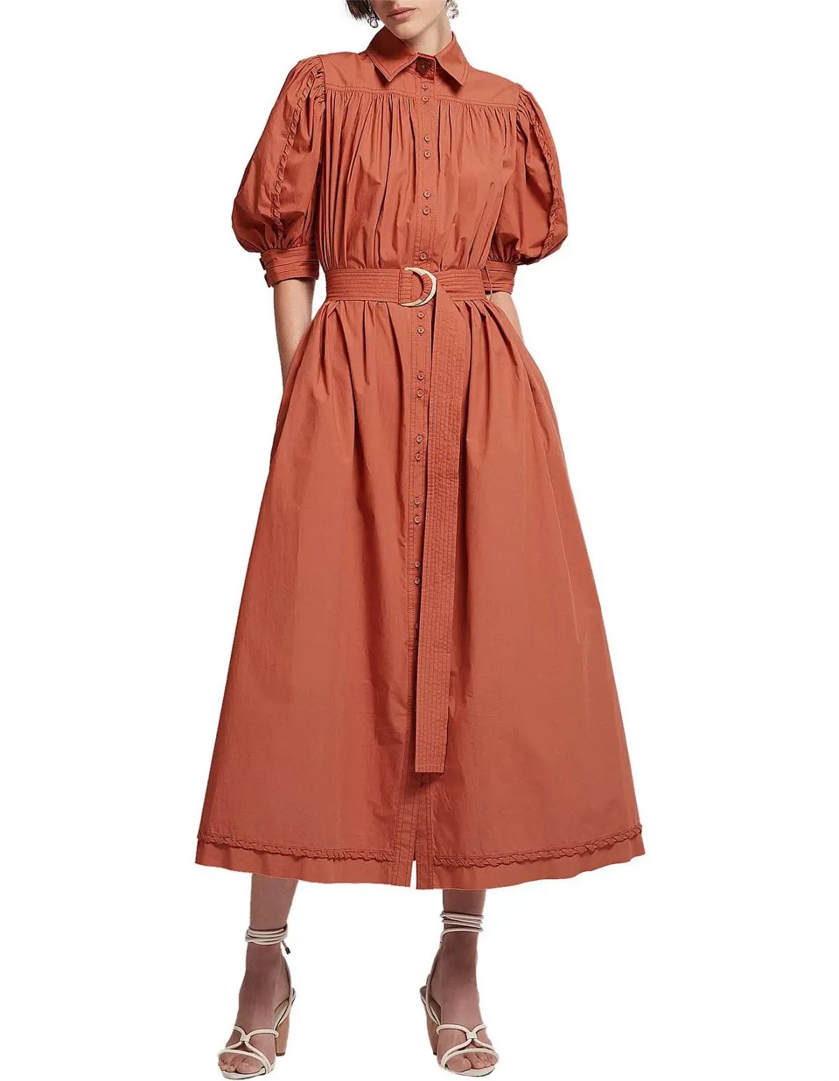 Aje Manifest Midi Dress Rust Size 8 photo 4